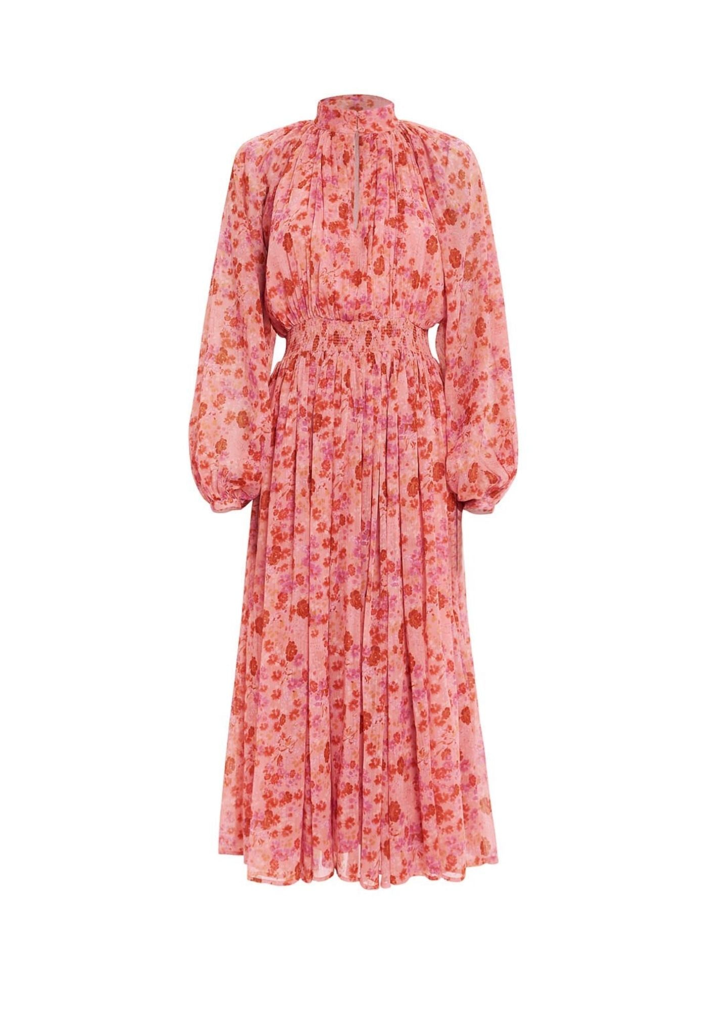 BYTIMO - Pink Garden Chiffon Midi Dress