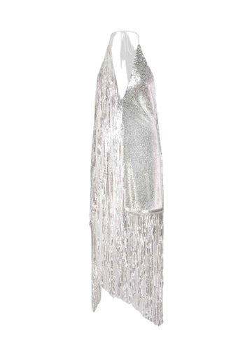 ROTATE BIRGER CHRISTENSEN - Sequins Mini Fringe Dress Silver