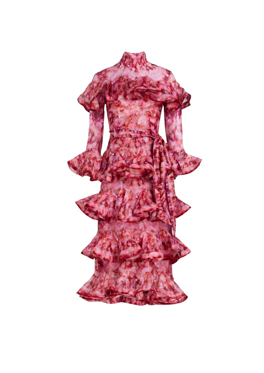 ZIMMERMANN - Ruffled Printed Linen Midi