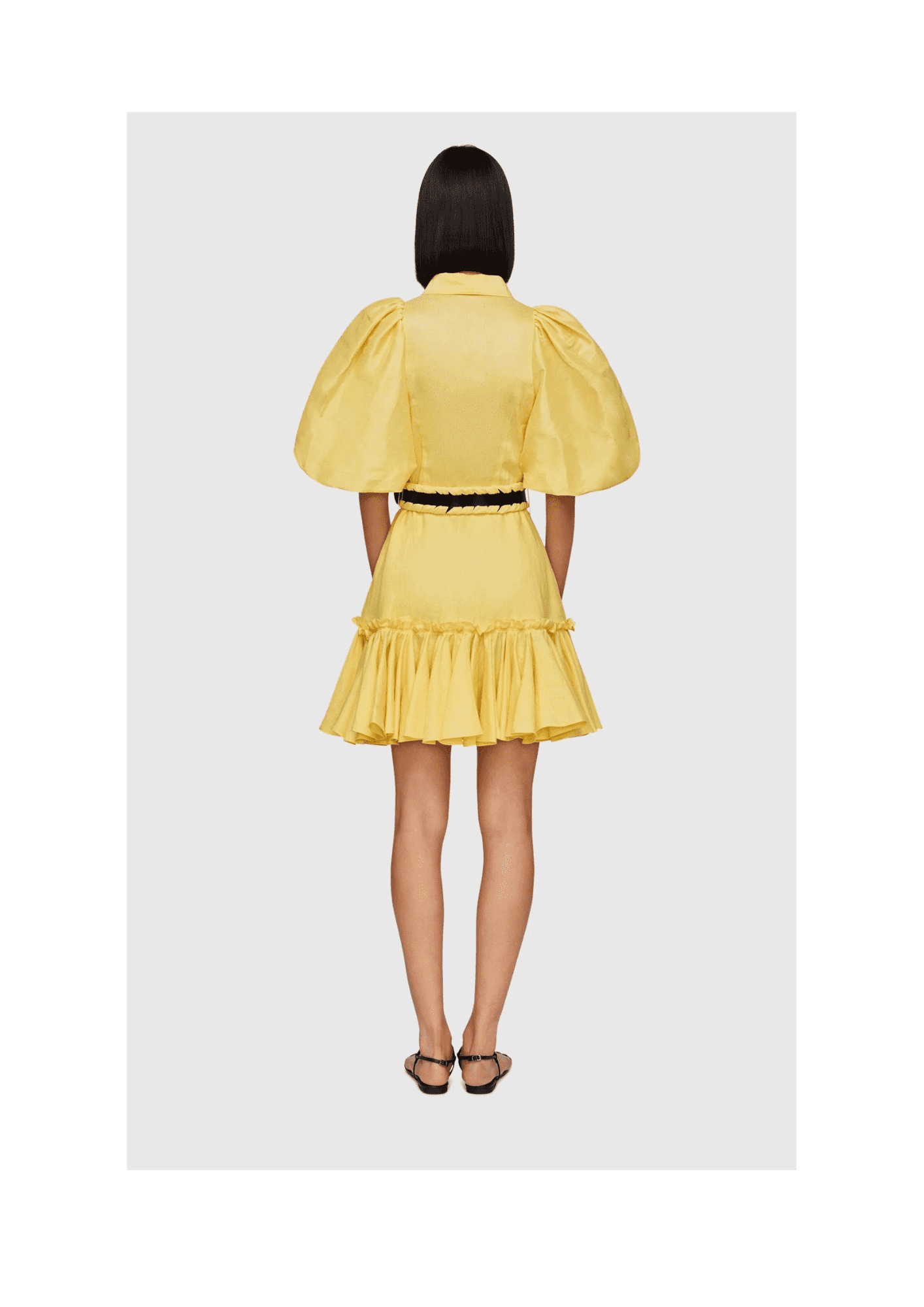 LEO LIN - Sophie Bishop Sleeve Mini Dress - Lemon