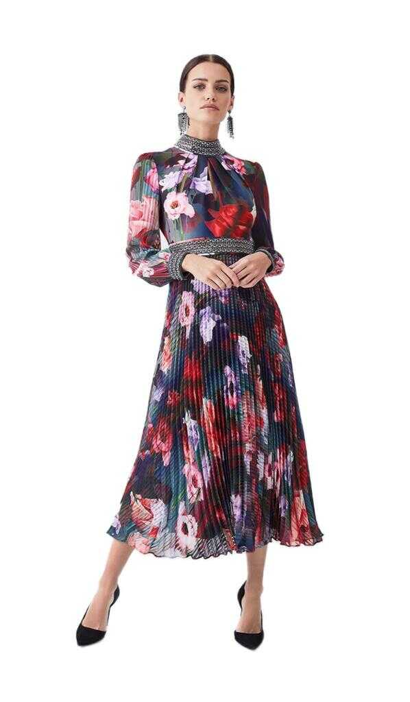 KAREN MILLEN - Floral Pleated Dress
