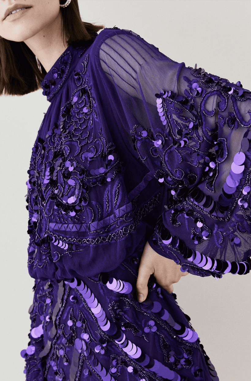 KAREN MILLEN - Purple Embroidered Mini
